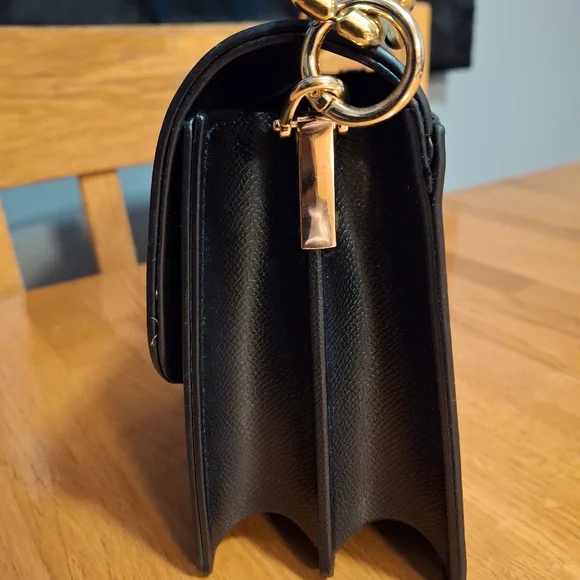 Black Faux Leather Shoulder Handbag NWOT - Picture 6 of 9